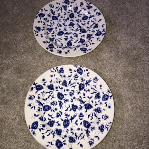 Pier 1 Imports Eliza Earthware Dinner Plate Set (2) blue white - Picture 12 of 12